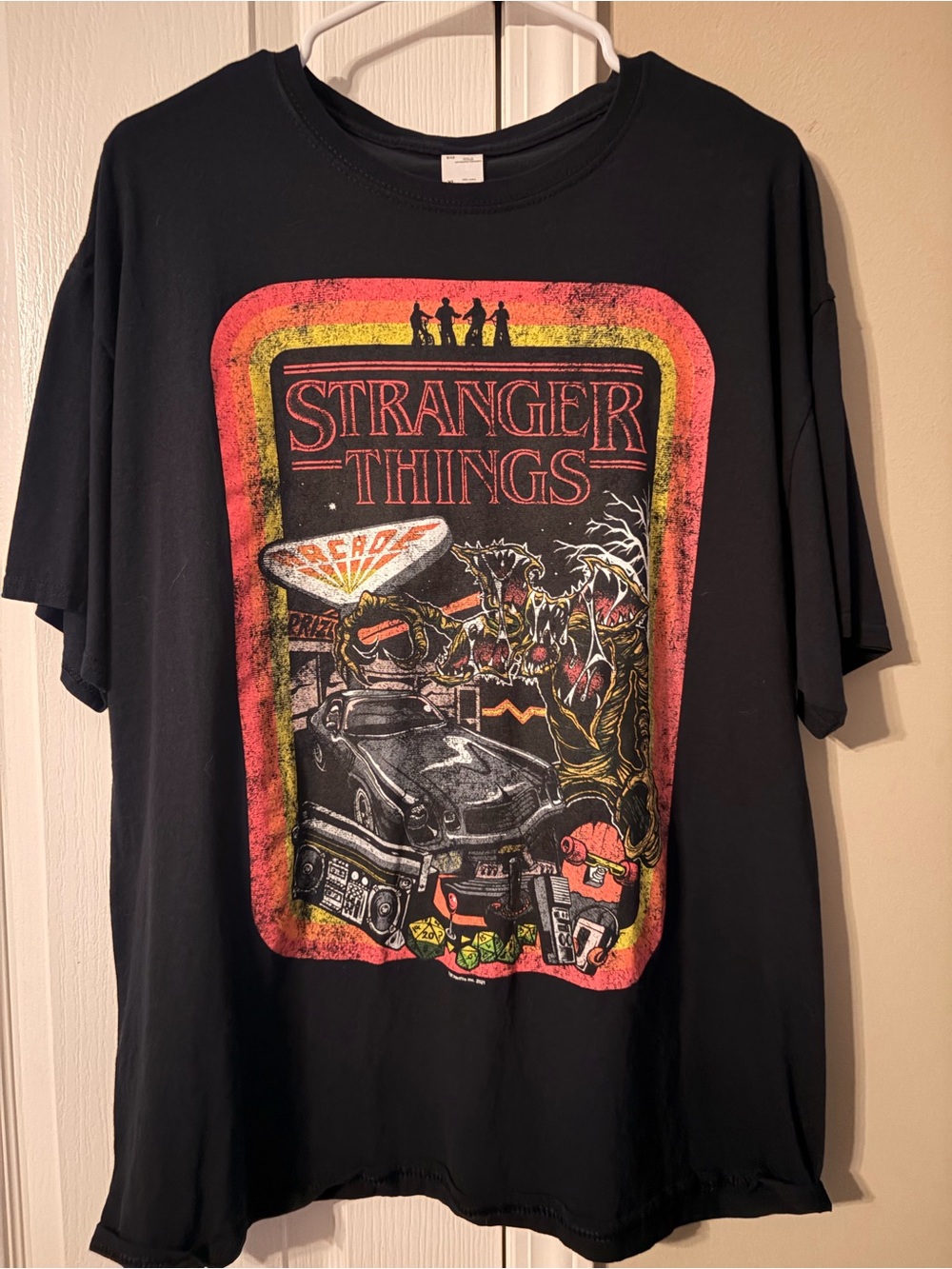 Stranger Things Black Graphic Tee - Retro Monster Design